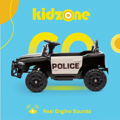 Miniatura 2 de Kidzone Camión de Policía de 12V para Montar, Camión Eléctrico RAM 3500 con Licencia para Niños con Control Remoto, Música Bluetooth, Luces LED