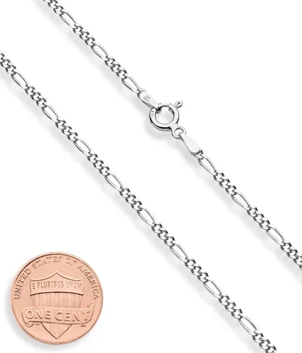Miniatura 2 de Miabella Solid 925 Sterling Silver Italian 2.3mm Diamond-Cut Figaro Link Chain Necklace for Women Men, Made in Italy