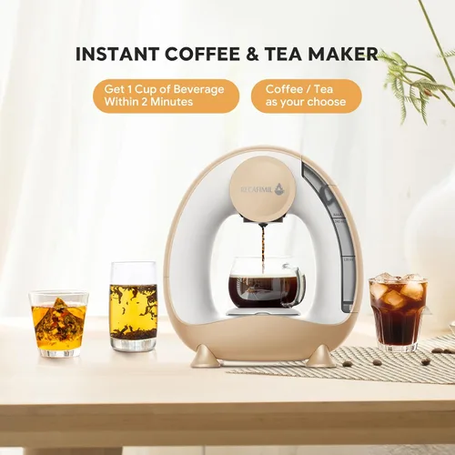 Miniatura 6 de Cafetera de una sola porción para cápsulas K Cup y café molido/té, preparación rápida en 2 minutos, cafetera 2 en 1 con un botón, tamaños de Champán