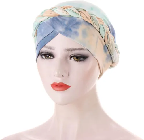 Miniatura 2 de Paquete de 3 gorros de turbante estampados para mujer, gorros de quimioterapia y cáncer
