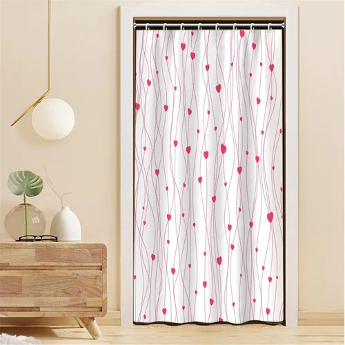 Miniatura 17 de Cortina de ducha de San Valentín para baño, 48 x 72 pulgadas, celosía, corazones de amor, impermeable, para tina, tina de caravana, rayas blancas