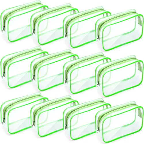 Miniatura 19 de Weewooday 12 piezas bolsas transparentes para maquillaje, bolsas de almacenamiento de cosméticos, estuches de PVC con cremallera, bolsas de viaje