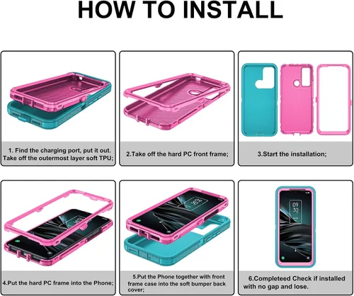 Miniatura 8 de Asuwish Funda de teléfono para Alcatel 3V 2019, híbrida, resistente, a prueba de golpes, dura, a prueba de caídas, cuerpo completo, resistente