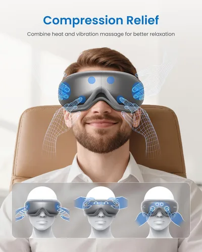 Miniatura 3 de RENPHO - Masajeador de ojos con calor y música Bluetooth, máquina recargable para el cuidado de los ojos con 5 modos, relaja y reduce la tensión