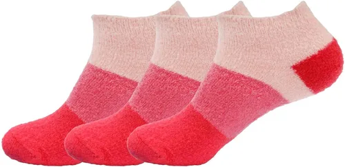 BambooMN Calcetines de spa de nailon con infusión de aloe suave y mullido para mujer, color fresa, 3 pares