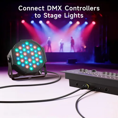 Miniatura 3 de Cable Matters Paquete de 2 cables DMX de luz de escenario de 22 AWG de 10 pies / 9.8 ft con conector XLR de 3 pines, cable de iluminación DMX macho