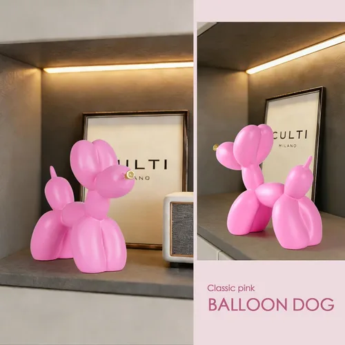 Miniatura 3 de Notakia Estatua creativa de globo rosa para perro, manualidades, decoración de sala de estar, decoración de escritorio, estatua de animal moderna