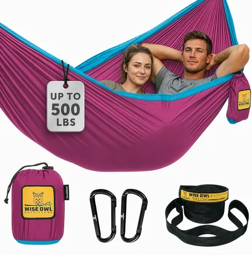 Miniatura 14 de Wise Owl Outfitters Hamaca de camping – Hamaca portátil de 500 libras con correas de árbol – viajes, mochileros, senderismo, equipo de campamento al