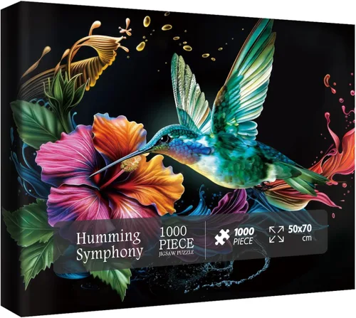 Rompecabezas de flores de pájaros coloridos para adultos, 1000 piezas de naturaleza, hermoso rompecabezas de arte de plantas de colibrí,