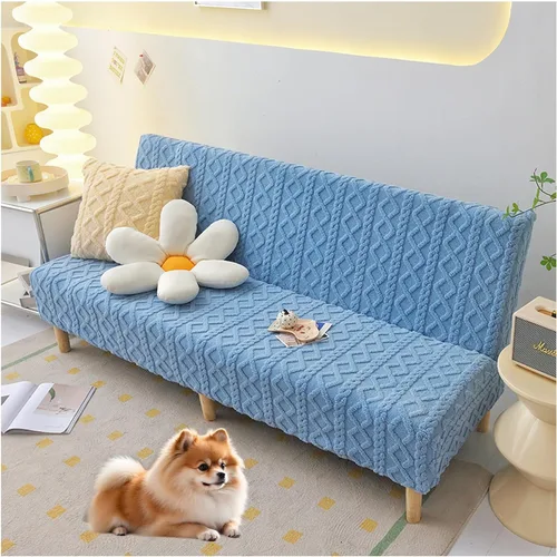 Funda de terciopelo coral para futón, funda para sofá cama sin brazos a prueba de arañazos y gatos para sala de estar (azul, S)