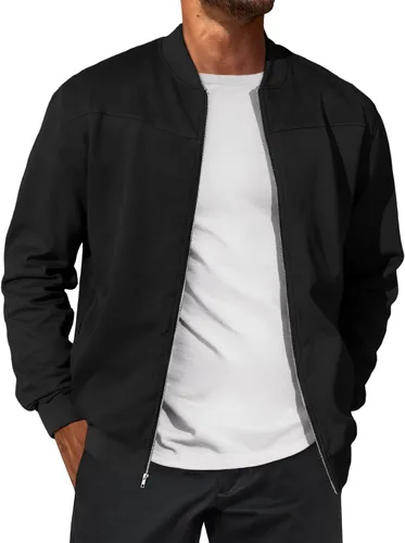 Miniatura 9 de Runcati Chaqueta bomber de gamuza para hombre, con cremallera completa, casual, softshell, chaqueta universitaria, ligera, vintage, abrigo de otoño
