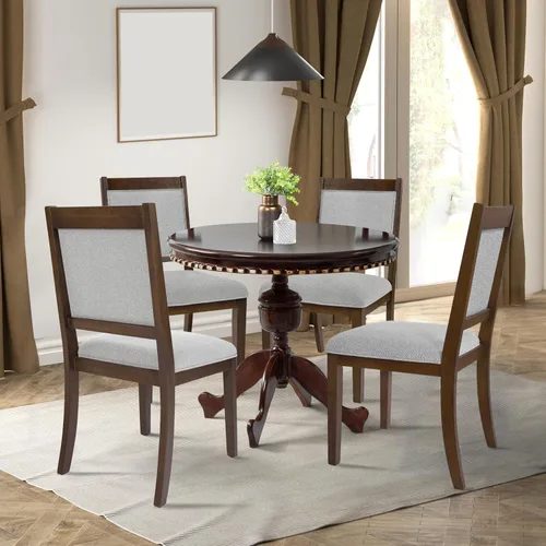 Miniatura 41 de Homepop Silla de comedor con detalles festoneados, sillas de comedor Parsons tapizadas, muebles decorativos para el hogar, tejido gris claro