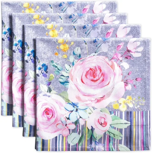 Miniatura 110 de Maison d' Hermine Happy Florals - Juego de 4 servilletas 100% algodón suave y cómodo perfectas para cenas familiares, bodas, fiestas de cóctel, 063