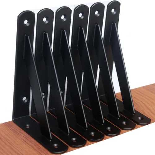 Miniatura 38 de Paquete de 16 soportes de estante resistentes negros de 20 pulgadas de largo x 12 pulgadas de alto con tornillos, soportes de estante de metal