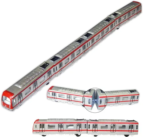 Miniatura 9 de OTONOPI Juego de Tren de Juguete Tren de Metro Bala Tren de Alta Velocidad Locomotora Motor Coche Modelo de Metal para Niños Paquete de 4