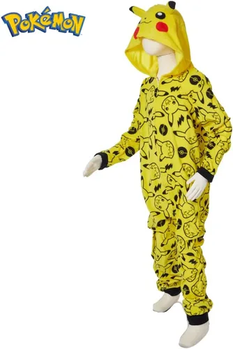 Miniatura 9 de Pokemon Pijama de una pieza para niños, disfraz de Pikachu con capucha o para dormir con cremallera frontal, tallas 4-10, Multi