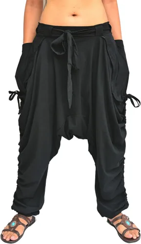 Miniatura 3 de Mujeres Hombres Harem Pantalones Palazzo Dhoti Estilo 2 Bolsillos Algodón