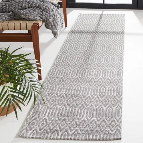 Miniatura 2 de Martha Stewart x SAFAVIEH - Colección de alfombras de área de 2 x 8 pies, color antracita y gris claro, tejido plano, de algodón, ideal para sala