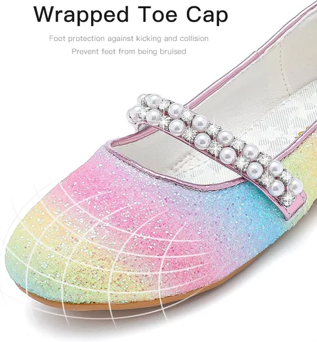 Miniatura 6 de Zapatos de vestir para niñas pequeñas, zapatos de flores, zapatos de princesa, boda, fiesta, zapatos planos para niñas pequeñas y grandes