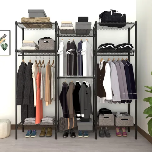Miniatura 4 de Perchero de ropa resistente, estante de ropa independiente, estante de metal para ropa, estante de armario ajustable personalizado, 75 pulgadas