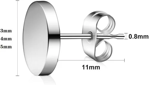 Miniatura 2 de G23 - Poste de titanio para orejas sensibles de 0.118in, 0.157in, 0.197in, aretes redondos de disco plano de grado implante