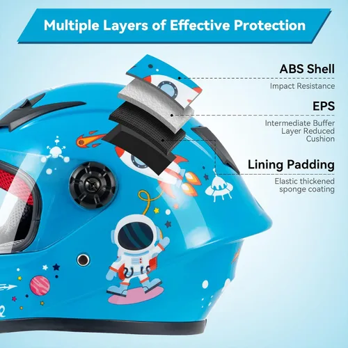 Miniatura 4 de Casco de motocicleta para niños, casco de cara completa para jóvenes, casco ligero aprobado por DOT para motocross, ATV, todoterreno, cascos