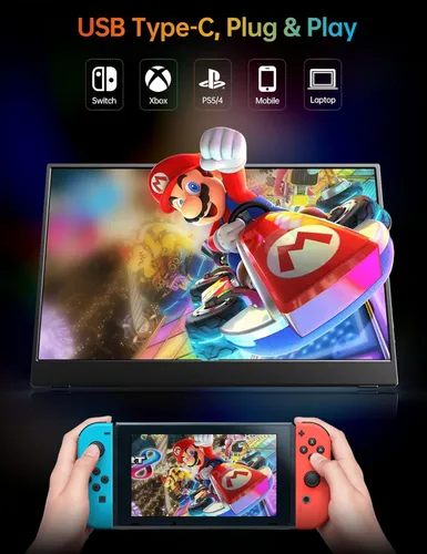 Miniatura 6 de VILVA - Monitor portátil de 14 pulgadas FHD 1920 * 1200P USB C HDMI ultra delgado IPS con cubierta inteligente y altavoces, HDR plug & play, monitor