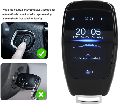 Miniatura 4 de Qiilu Llave LCD inteligente universal TK900 Pantalla táctil LCD Smart Key Remote Entrada sin llave para modelos de botón de motor de arranque y Negro