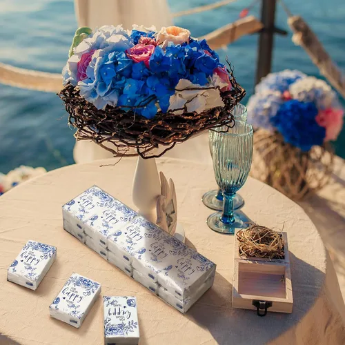 Miniatura 5 de Spiareal 50 pañuelos azules con diseño de lágrimas felices para boda, 3 capas para tus lágrimas felices, pañuelos de boda para invitados, papel