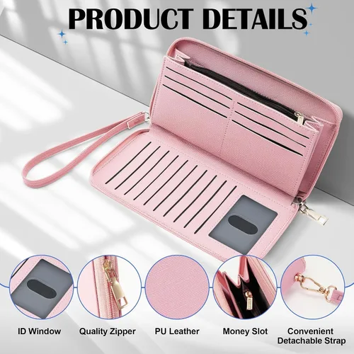 Miniatura 65 de Chelmon - Monedero para mujer de cuero genuino con bloqueo de señal RFID, para tarjetas de crédito