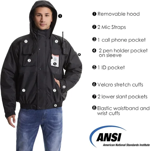 Miniatura 4 de SKSAFETY - Chaquetas reflectantes de alta visibilidad para hombres, chaqueta de seguridad impermeable para hombres con bolsillos, abrigos de trabajo