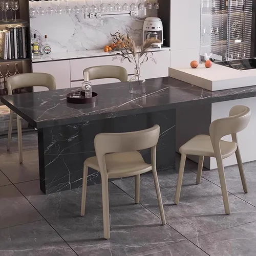 Miniatura 2 de Sillas de comedor de cocina, sillas de cocina con respaldo curvo, silla de comedor de cuero, silla de comedor tapizada para sala de estar