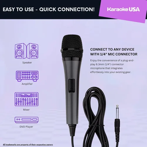 Miniatura 2 de Karaoke USA Micrófono dinámico profesional M187 (cableado), negro