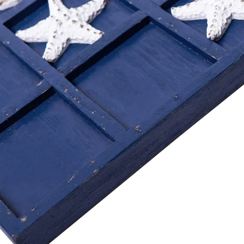 Miniatura 7 de SOFFEE DESIGN Estrella de mar de madera Tic Tac Toe Decoración Playa Océano estilo para decoración de habitación divertida, dólar de arena