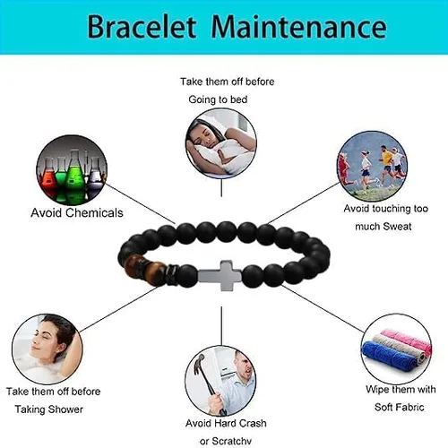 Miniatura 5 de Pulsera de cruz para hombres, para papá, hijo, nieto, marido, padrino, tío sobrino, hermano, regalo inspirador de ojo de tigre, pulsera curativa