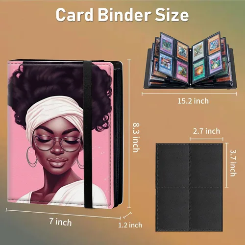 Miniatura 2 de Carpeta para tarjetas intercambiables, 4 bolsillos para tarjetas intercambiables, 160 bolsillos de doble cara, funda para tarjetas de tamaño Mujeres