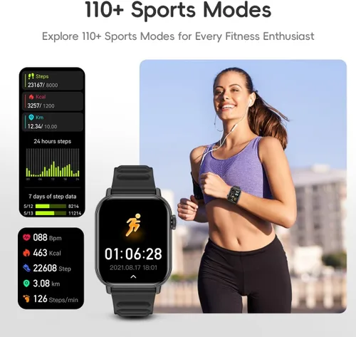Miniatura 5 de Reloj inteligente, podómetro deportivo, rastreador de actividad física, llamada Bluetooth, frecuencia cardíaca, oxígeno en sangre, monitor de sueño