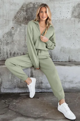 Miniatura 38 de PRETTYGARDEN Conjunto de suéter de 2 piezas para mujer, sudadera con cremallera, pantalones deportivos, ropa casual