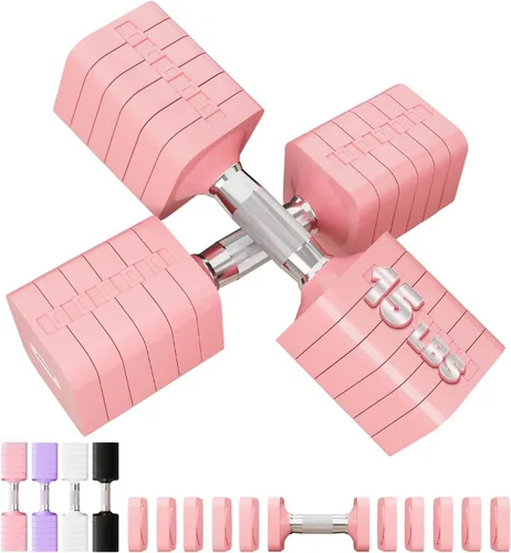 Miniatura 11 de Juego de mancuernas ajustables de 15 libras, 20 libras, 40 libras, 50 libras, juego de mancuernas de peso libre para mujeres y hombres