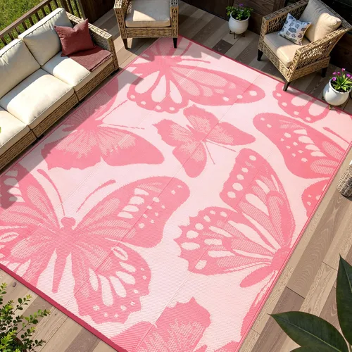 Miniatura 23 de Anidaroel Alfombras de exterior de 6 x 9 pies para patios, impermeables, reversibles, de plástico tropical, alfombra de campamento, alfombra grande
