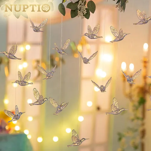 Miniatura 4 de NUPTIO Adornos colgantes de techo de cristal: 30 piezas de pájaros voladores acrílicos para boda, fiesta, ventana, jardín, dormitorio, cumpleaños al