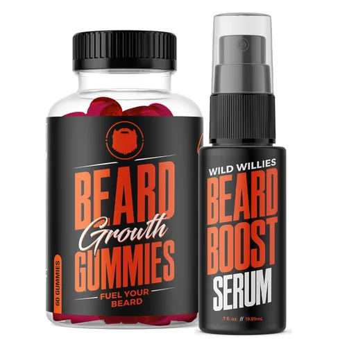 Miniatura 11 de Wild Willies Kit de crecimiento de barba todo en uno, incluye aceite de suero para aumentar la barba y suplemento para el crecimiento, cepillo