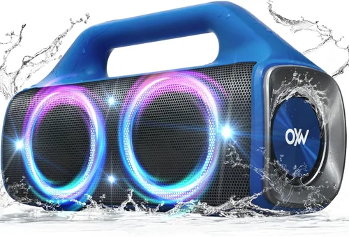Miniatura 9 de Altavoz Bluetooth impermeable IP67: 80 W (pico), altavoces inalámbricos portátiles para exteriores con luces LED, tiempo de reproducción de 20