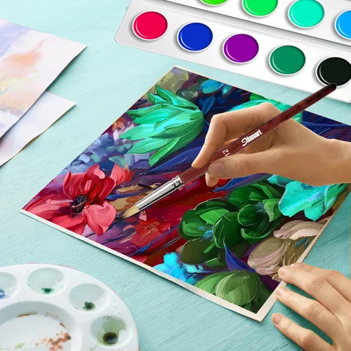 Miniatura 3 de Sdanart Juego de 12 pinceles de pintura acrílica, 6 pinceles profesionales de punta redonda y 6 pinceles filbert para artistas de acuarela