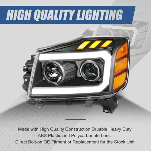 Miniatura 5 de Auto Dynasty Conjunto de faros LED DRL compatibles con Nissan Titan Armada 2004-2015, faros delanteros 3D DRL del lado del conductor y del pasajero