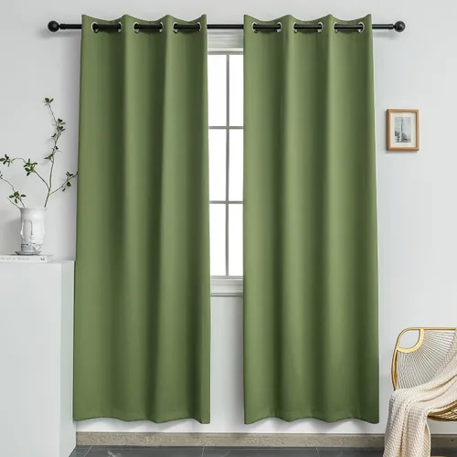 Miniatura 45 de YGO - Cortinas verdes de 183 cm de ancho por 213 cm de largo para dormitorio - Cortinas opacas con ojales en la parte superior, extra anchas