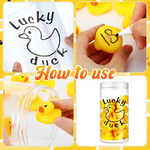 Miniatura 2 de 50 piezas de mini patos flotantes y chirriantes, juguetes para aliviar el estrés, bolas de estrés para adultos, mini patos de goma redondos