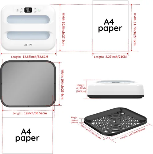Miniatura 2 de AST&T Máquina de prensa térmica de 12 x 10 pulgadas, portátil y fácil de prensar para camisetas, almohadas, bolsas de mano y más, color blanco