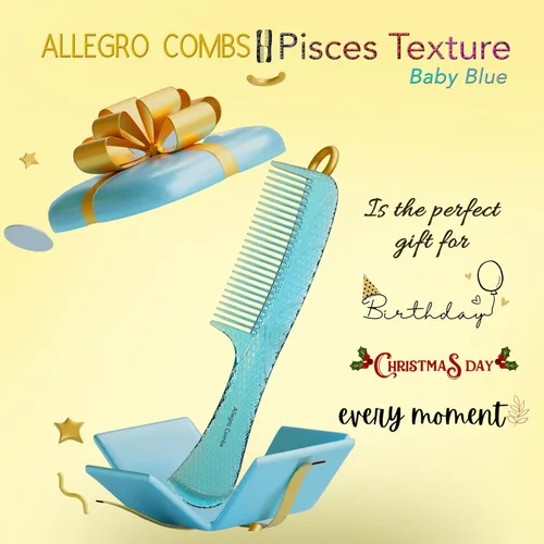 Miniatura 8 de Allegro Combs #1004 - Peine desenredante de dientes anchos irrompible, acabado brillante galvanizado degradado, peine de mango para cabello natural