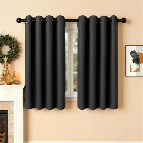 Miniatura 17 de Cortinas de oscurecimiento de habitación de 45 pulgadas de largo para dormitorio y sala de estar, cortinas térmicas aislantes con ojales